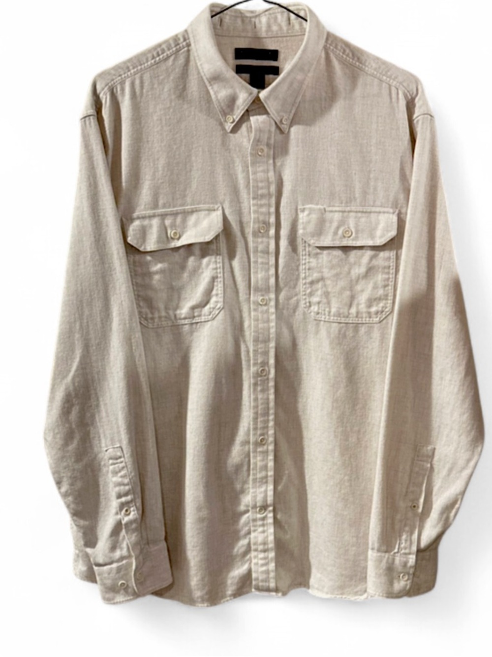 Banana Republic Beige Long Sleeve Button-Down Utility Cotton Shirt Size Men’s XL